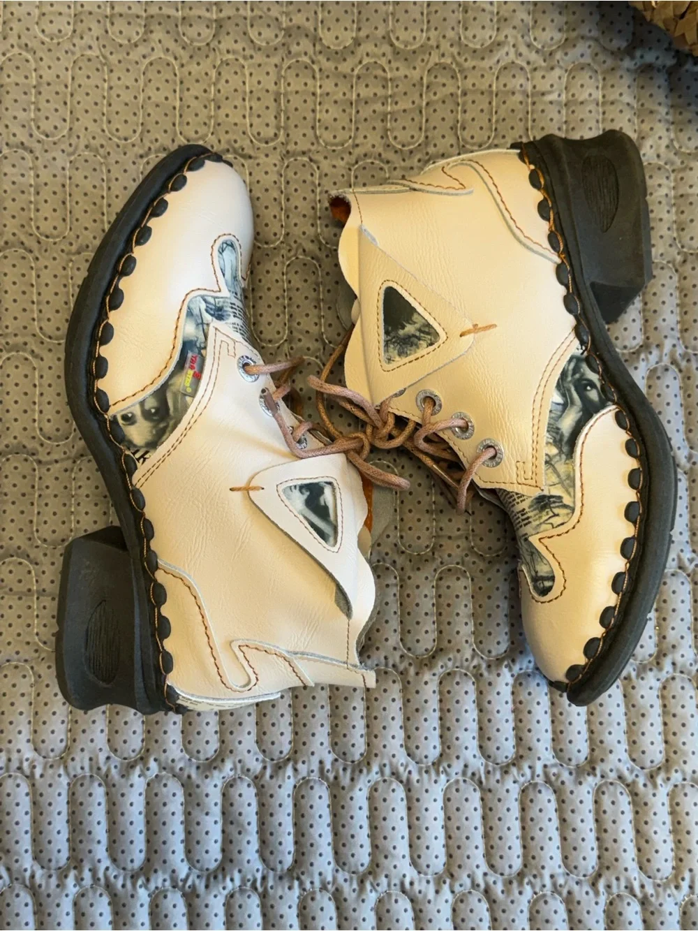 VTG Y2K Leather Ankle Boots Lace-Up Chunky Sole EU 37 / US 6.5–7